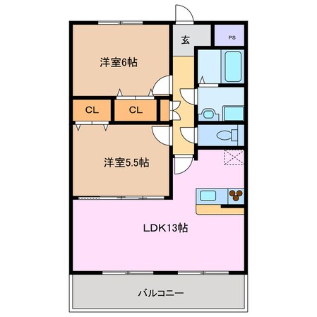 玉垣駅 徒歩12分 2階の物件間取画像